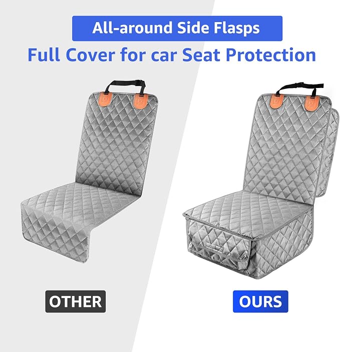 PETICON 2 Pack Pet Car Seat Cover for Front Seat, Captain Chair Seat Cover | Waterproof Pet Seat Protector, Full Protection with Side Flaps, Non-Slip, Large Front Storage Pocket, Fits Cars/Trucks/SUVs