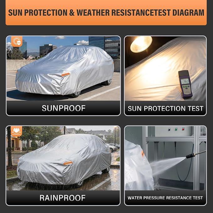 Kayme Large SUV Car Cover Waterproof All Weather - See Vehicle Size Chart for Accurate Fit - Outdoor Full Exterior Cover Sun Rain Snow. Armada, Expedition, Tahoe, Yukon etc. Size S6 (See Size Chart)