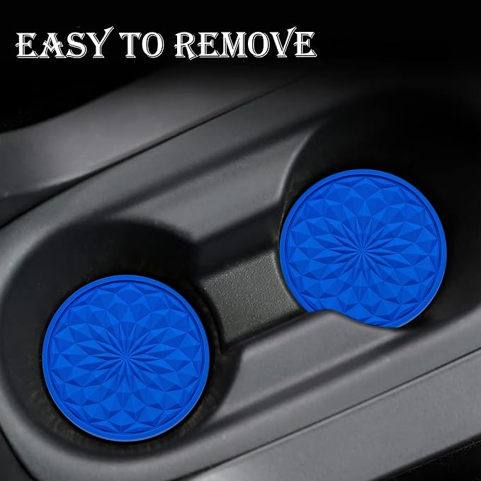2 Pack Silicone Car Cup Holder Coaster – 2.75 Inch Non-Slip Drink Mat, Universal Fit for Most Vehicles – Cute & Functional Auto Accessories (Deep Blue)