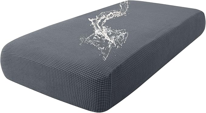 hyha Waterproof Couch Cushion Covers for Pets, Non Slip Sofa Seat Cover for Dogs Washable, Soft Thick Stretch Jacquard Fabric, Sofa Slipcovers with Elastic Bottom (1 Piece for Medium, Grey)