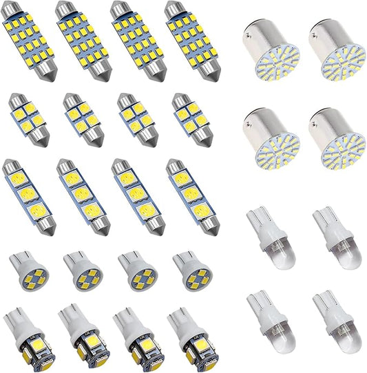 28 PCS LED Interior Car Lights, Super Bright White Interior Bulb Set for Vehicle Map Dome Cab Tail License Plate Lights, T10 31mm 36mm 41mm 194 LED Replacement Bulb Kit