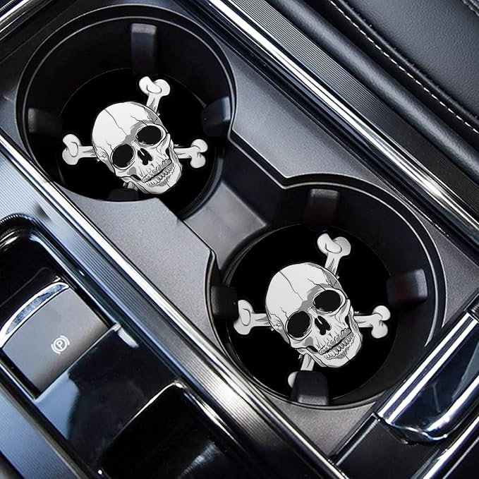 Car Cup Holder Coaster for Anime Skull Skeleton Silicone 2.75" Car Coaster Car Cup Holder Insert Coasters