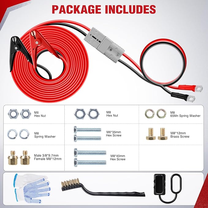 Nilight 1 Gauge 25 Feet Heavy Duty Jumper Cables 900 Amp Booster Battery Cables with Permanent Installation kit and Quick Connect Plug Includes Carrying Bag for 12V & 24V Cars SUVs and Trucks