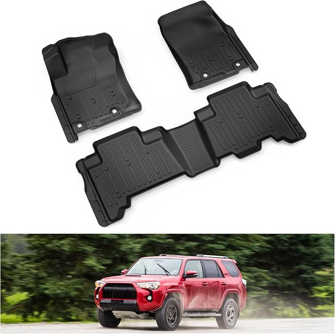 Kiwi Master Floor Mats for 2013-2024 Toyota 4Runner, 2014-2023 Lexus GX460 | Custom Fit, All Weather Car Mats, Heavy Duty TPE Floor Liners, Front & Rear 2 Row Set, Black