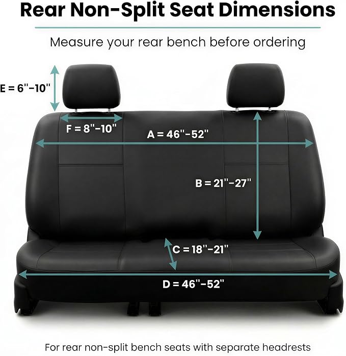 FH Group Classic PU Leather Split Bench Car Seat Cover – Universal Fit for Cars Trucks & SUVs (Black)