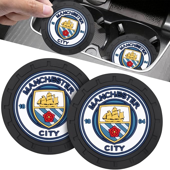 Cup Holder Insert Coaster for Manchester City UEFA Fans,Anti Slip Car Cup Coaster Interior Accessories