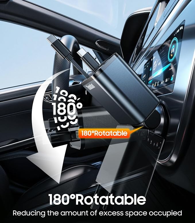 Retractable Car Charger, 4 in 1 Fast Charger USB C Car Truck Accessories for Men Women, Car Accessories for Valentines Day Gifts for Him Her, for iPhone 17 Pro Max/16 Pro Max/15 Pro Max,Galaxy
