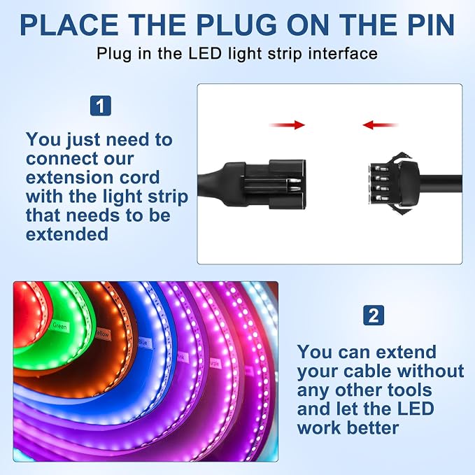 Kanayu 8 Pcs 47 Inch 4 Pin RGB LED Accent Multicolor Light Extension Cable Wire Cord Set for LED Motorcycle ATV Car Multicolor Neon Strip Trucks Rock Light