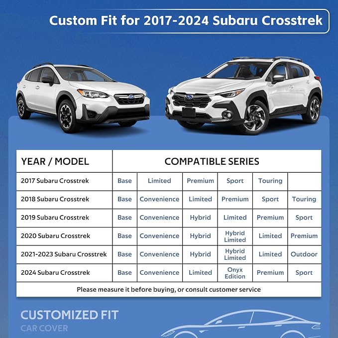 10 Layers SUV Car Cover Custom Fit for Subaru Crosstrek (2017-2026) Waterproof All Weather for Automobiles, Outdoor Full Cover Rain Sun UV Protection.Silver