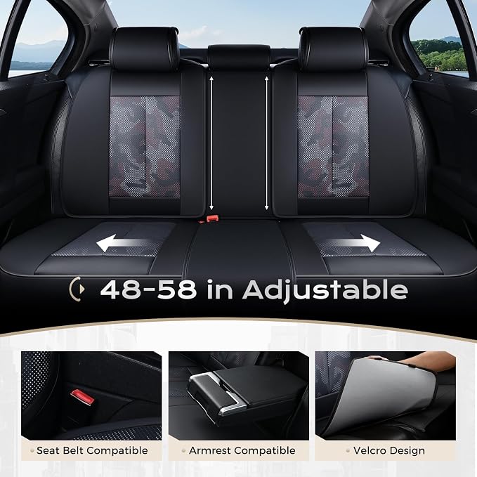 Coverado Car Seat Covers, Seat Covers for Cars, Waterproof Leather Auto Seat Protectors, Leather Car Seat Cushion, Car Interiors Accessories Universal Fit for Most Cars