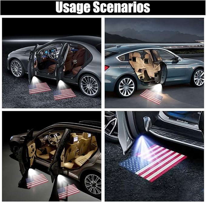 Car Door Lights Logo Projector, Wireless Car Door Logo Light, LED Welcome Courtesy Light Ghost Shadow Projector Lamp, Holeless Magnet Sensor Light Accessories
