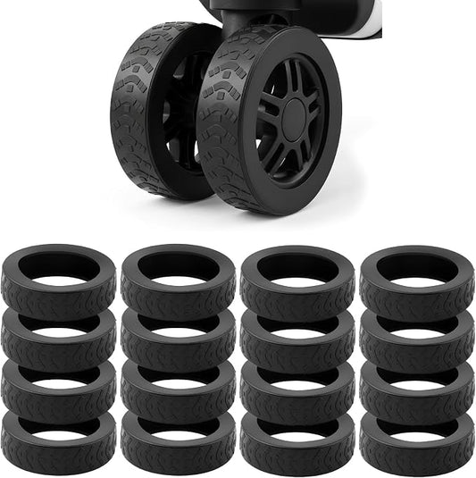 16 Pcs Luggage Wheel Covers for Spinner Wheels, Fits 2–2.4 Inch Wheels | Silicone, Wear-Resistant, Anti-Noise, Reduces Vibration, Protects Wheels