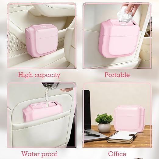 Car Trash Can with Lid, Built-in Storage Garbage Bag, Leakproof Vehicle Trash, Car Accessories for Interior, Mini Garbage Bin for Automotive, Office, Kitchen, Bedroom, with 30pcs Trash Bags