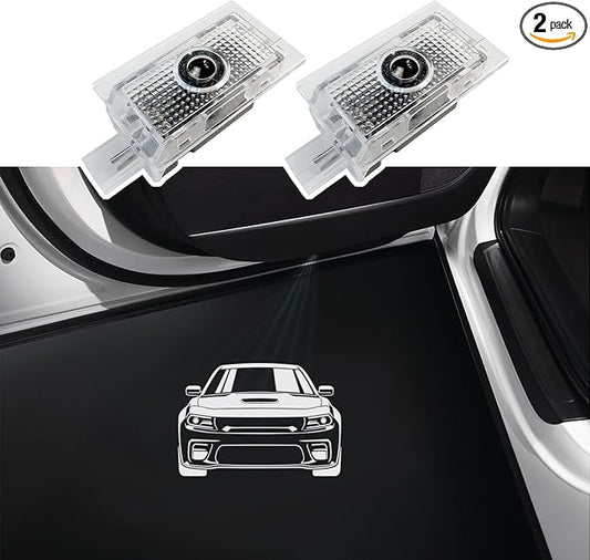 2Pcs Car Door Logo Lights Compatible with Charger 2010-present Puddle Lamps Projector Laser Door Shadow Light Puddle Lights Accessories (P3)