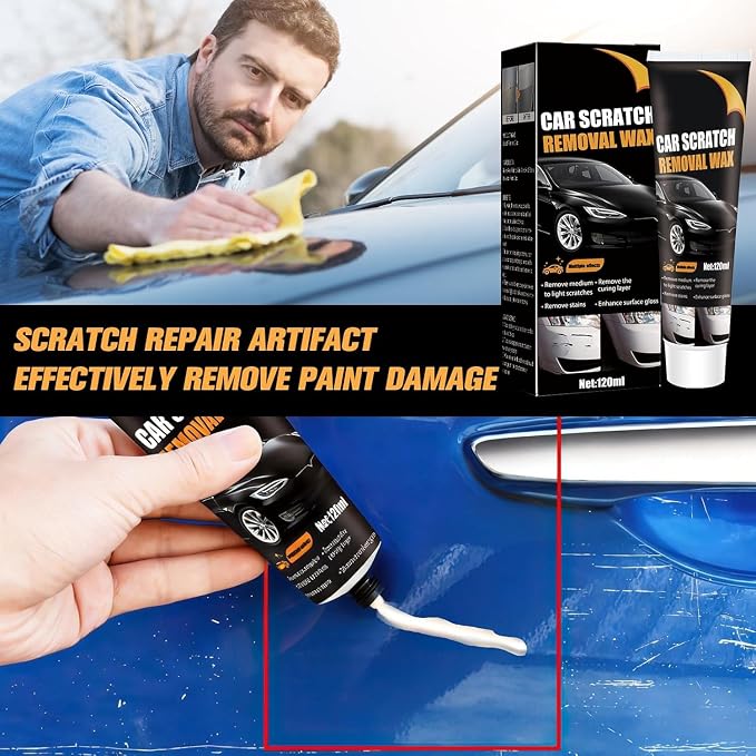 2PCS Car Scratch Remover Wax, Scratch Remover for Vehicles, 2026 Car Scratch Repair Paste Polishing Wax, Premium Car Scratch Remover Kit with Wipe & Sponge for Vehicles for Scratches