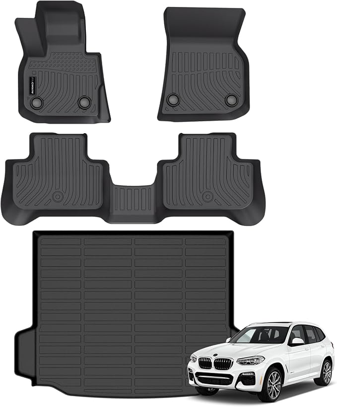 Auxko All Weather Floor Mats Cargo Mat Fit for BMW X3 2018-2024 TPE Liners Accessories for BMW X3 30i M40i X3M Car Mats (Not for X3 30e) Black