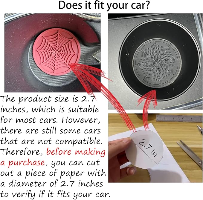 Car Cup Holder Coaster, 4 Pack Universal Auto Anti Slip Cup Holder Insert Ornaments Coaster, Durable, Suitable for Most Car Interior Accessories (Black-Spider web-4pack)