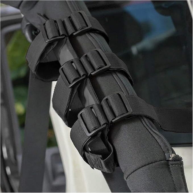 Adjustable Roll Bar Fire Extinguisher Mount Holder 3 lb for Jeep Wrangler Unlimited CJ YJ LJ TJ JK JKU JL JLU 4XE,(Black, Without Pattern)