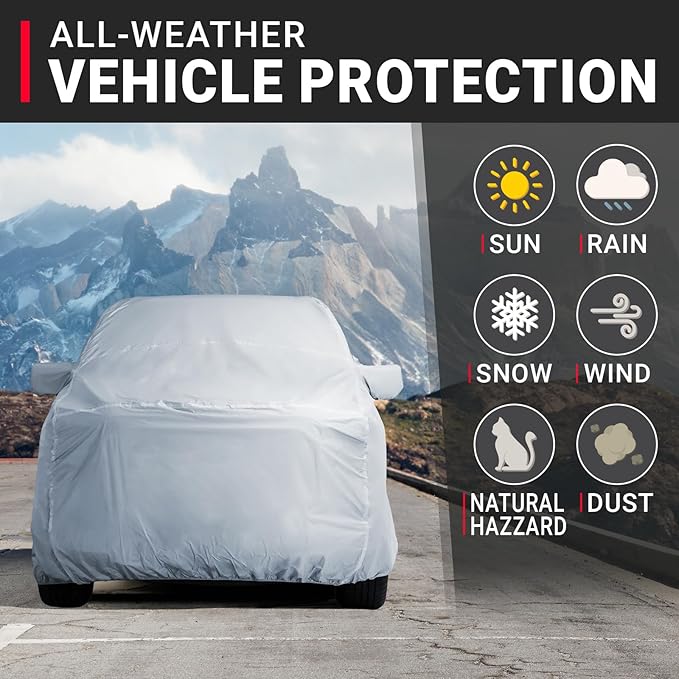 iCarCover 18-Layer Premium Truck Car Cover Waterproof All Weather, Rain Snow UV Protection Full Car Covers, F-150 Super, Ram 1500 Crew, Silverado 1500 Double, Sierra 1500, Size T85 (See Size Chart)