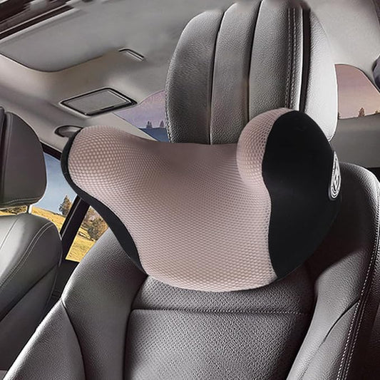 Really Cozy Car Headrest Pillow, Car Neck Pillow for Driving - Linen Gray | 100% Memory Foam and Breathable Removable Cover, Ergonomic Design - Car Pillow with Adjustable Strap for Neck Pain Relief