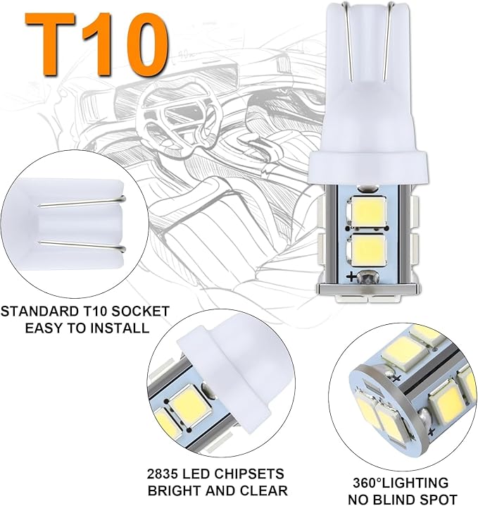 iFunyLED 24 Pieces Dome Light LED Car Interior Bulb Kit Set 194 T10 DE3175 578 31mm 42mm Bulbs Interior Replacement Lights for Car Map License Plate Door Side Marker Cornering Trunk Light - Cool White