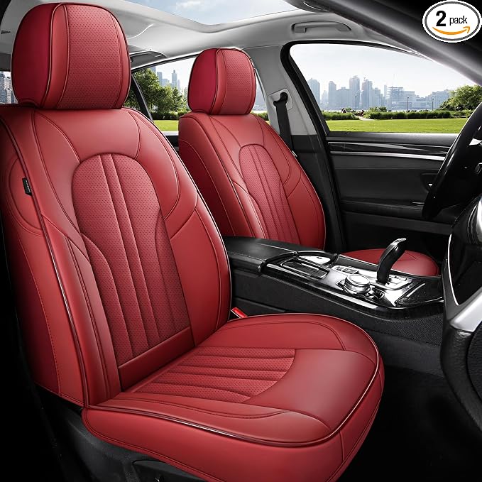 Car Seat Covers,Car Seat Protector Waterproof,Seat Covers Front Set, Car Seat Protectors,Automotive Seat Covers Fit for Most Cars Wine Red