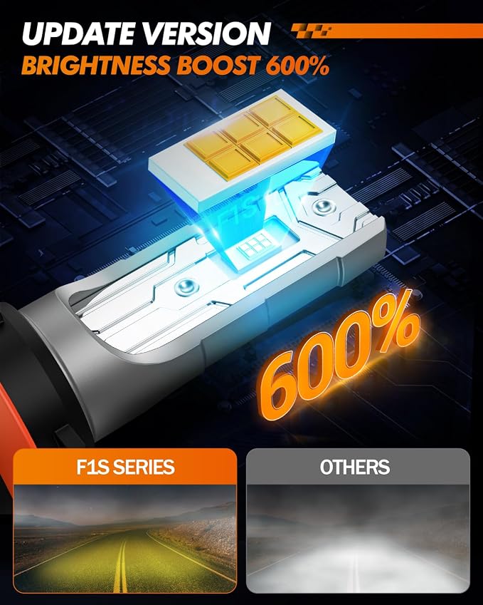SEALIGHT H11/H8/H16 Amber Yellow Fog Light Bulbs or DRL, 10000 Lumens 3000K Yellow Fog Lights, 32 CSP LED Chips Fog Lamps Replacement for Cars, Play and Plug, Pack of 2