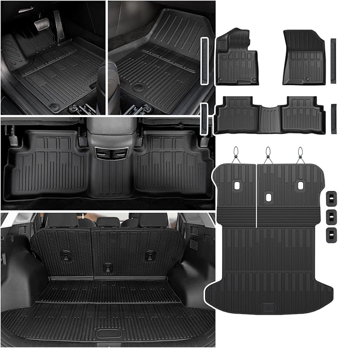 Floor Mats for Kia Sportage Hybrid 2026 2025 2024 2023(Not Fit PHEV & Gas), All Weather TPE Trunk Mat Cargo Liner with Backrest Mats & Door Sill Guards Car Mat Accessories