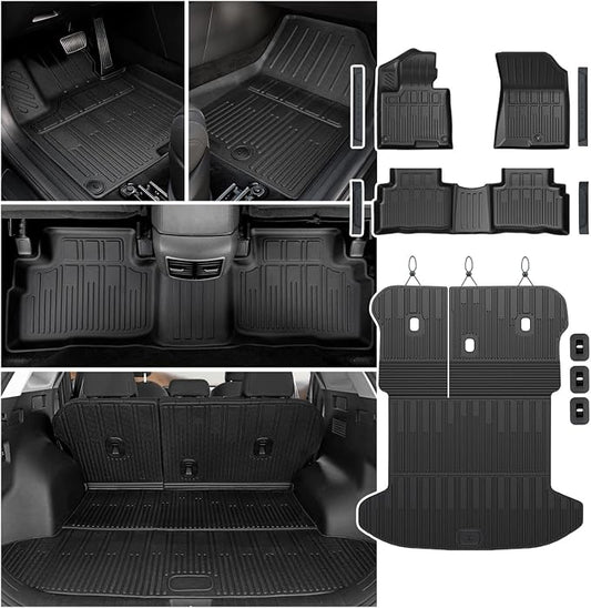 Floor Mats for Kia Sportage Hybrid 2026 2025 2024 2023(Not Fit PHEV & Gas), All Weather TPE Trunk Mat Cargo Liner with Backrest Mats & Door Sill Guards Car Mat Accessories