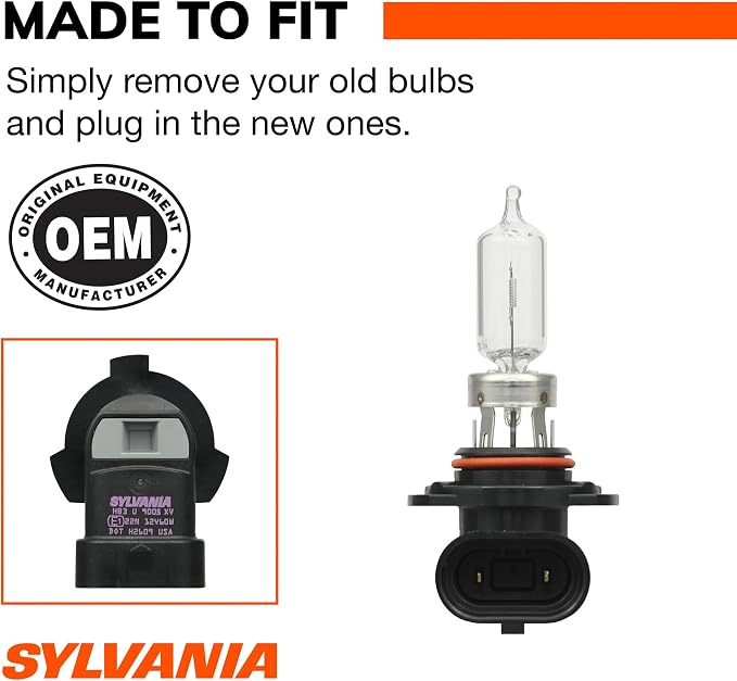 SYLVANIA - 9005 XtraVision Halogen Headlight Bulb - High-Performance Car Headlight - Halogen Light with No Glare - For Automotive - 2 Bulbs