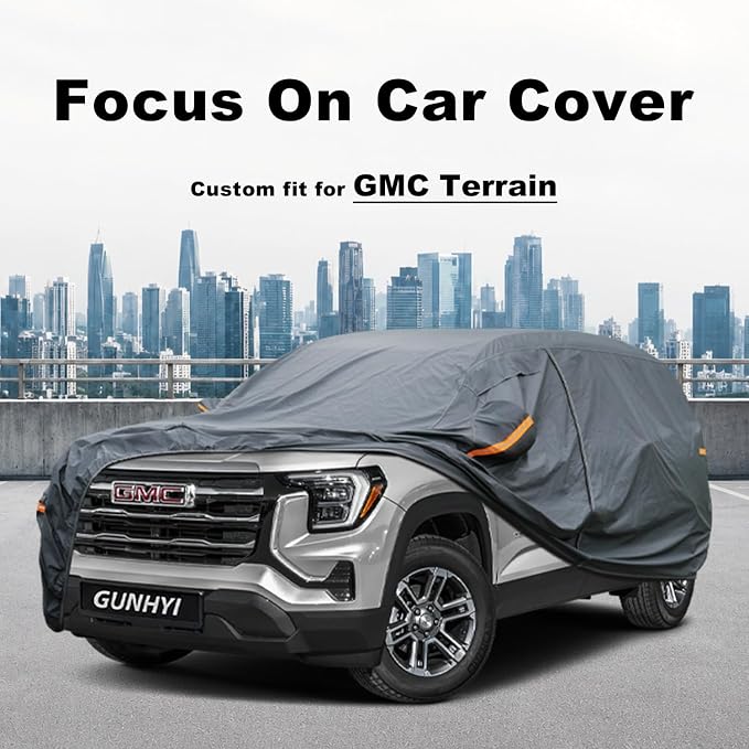 GUNHYI Premium Car Cover Custom Fit GMC Terrain (2010-2026), 16 Layers Heavy Duty Car Cover Waterproof All Weather with Zipper Door for Sun Rain Snow Dust Uv Protection