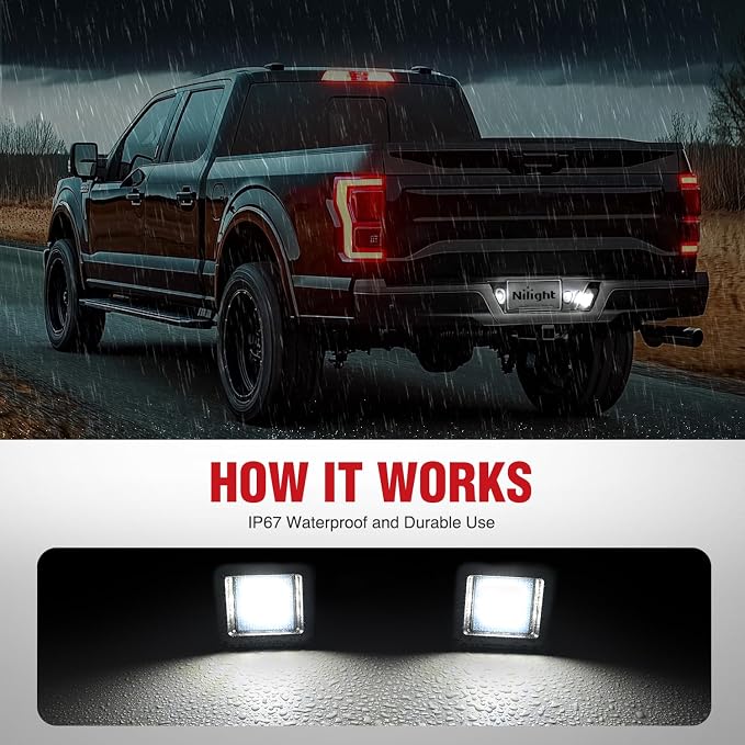 Nilight License Plate Lights Compatible with 2015 2016 2017 2018 2019 2020 Ford F150 Raptor Smoke Lens Black Housing 6000K White 2PCS Pack