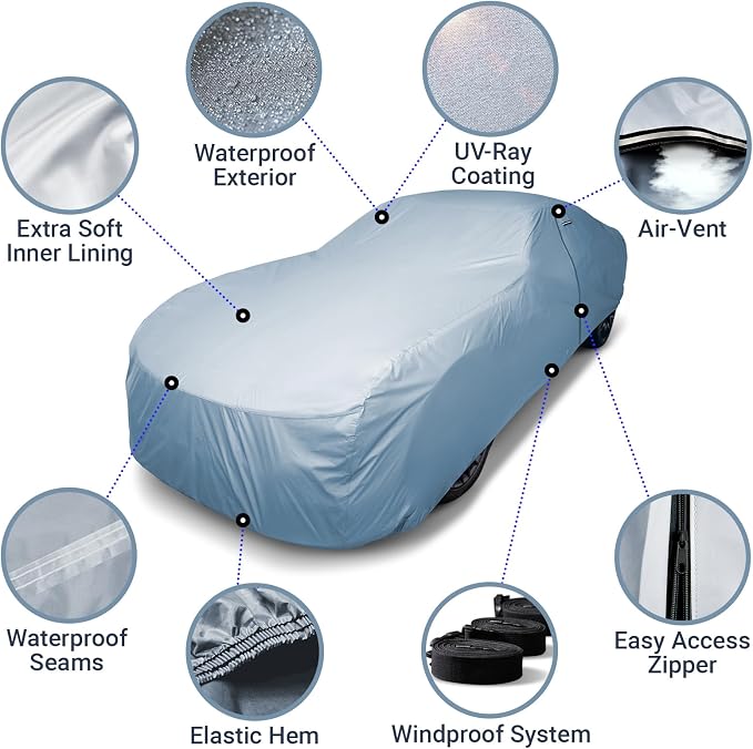 iCarCover Fits [1974-1978 Nissan 260Z, 280Z] Premium Custom Car Cover Waterproof All Weather Resistant Outdoor Indoor Sun Snow Storm UV Protection Form-Fit Padded Cover with Straps
