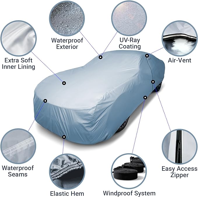 iCarCover Fits [1978-1987 Buick Regal] Premium Custom Car Cover Waterproof All Weather Resistant Outdoor Indoor Sun Snow Storm UV Protection Form-Fit Padded Cover with Straps