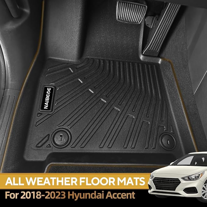 Naibeve Floor Mats for 2018-2023 Hyundai Accent | All Weather Custom Fit Floor Mats, Cargo Mat, Backrest Mats Interior Protector accessories