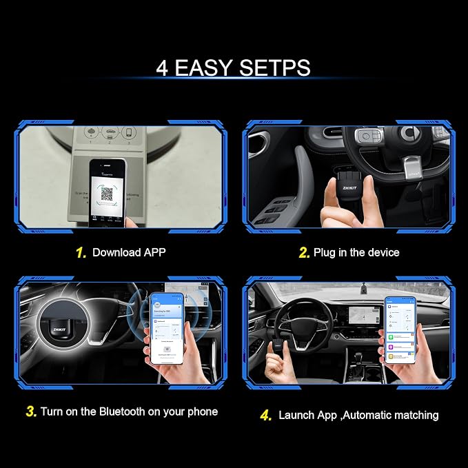 OBD2 Scanner Bluetooth for iPhone/Android-Auto Diagnostic Tool | 1.Compatible with iOS and Android 2.No software subscription fees 3.Supports OBD2-compliant vehicles (1996 and newer)