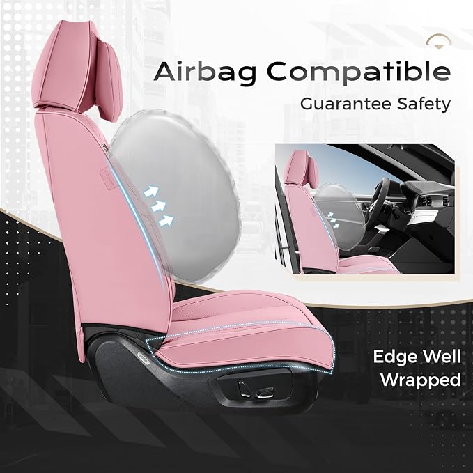 Coverado Car Seat Covers, Seat Covers for Cars, Waterproof Leather Auto Seat Protectors, Leather Car Seat Cushion, Car Interiors Accessories Universal Fit for Most Cars
