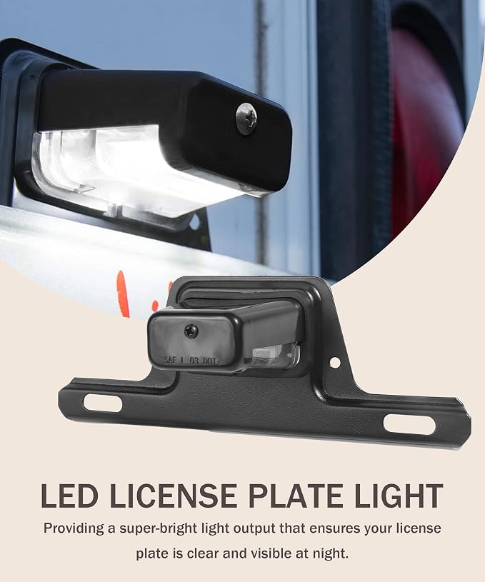 bylikeho License Plate Light,License Plate Holder,Car Accessories 12V LED License Plate Light,License Tag Light License Plate Bracket with Light,Tail Light Assemblies for Trailer,Truck,RV,Boat,UTV,ATV