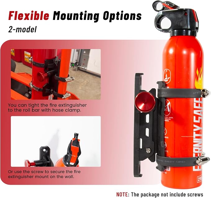 ZHILXN Quick Release Fire Extinguisher Mount with 8 Clamps for Tractor 2PCS | Corrosion-Resistant, Fire Extinguisher Holder Bracket Compatible with Jeep Wrangler JT/TJ/JL/JKU, UTV, RZR, Can-Am X3 Yamaha