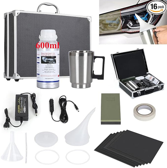 ROYWOO Headlight Repair Kit,Automobile Headlight Restoration Kits with 600ML Repair Liquid,Car Headlight Polish Repair Tool for Repair Headlight Yellowing, Haze, Scratches