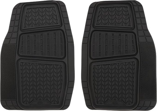 Dickies 2-Piece DuraSport Deep-Tray Floor Mats, Heavy-Duty Mats for Cars, Trucks, SUVs — Black