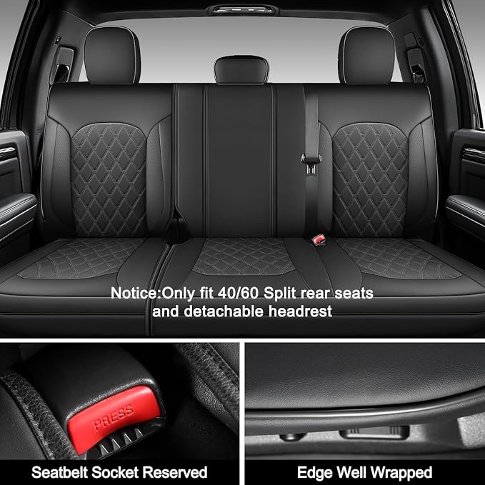 Umbrauto Seat Covers for Ford F150| Nappa Leather Pickup Truck Custom Fit Seatcovers for 2015-2025 2026 F150 SuperCrew/ 2017-2026 F250 F350 F450 Super Duty Crew Cab XL XLT Lariat King Ranch Platinum