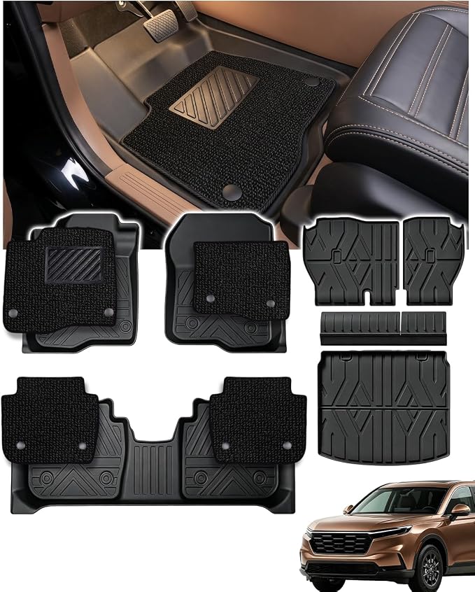 Floor Mats Cargo Mat for Honda CRV 2023 2024 2025 2026 Car Mat Accessories(Include Hybrid), 2-in-1 All Weather TPE Floor Liners with Removable Carpet Layer, Custom Fit Waterproof Anti-Slip Car Mats