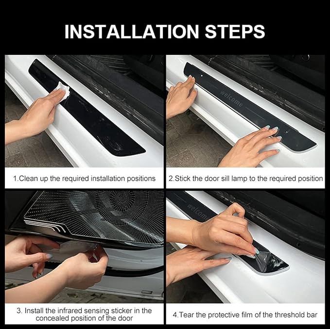 Custom Logo or Text LED Door Sills for Car Magnetic, Auto-Sensing Welcome Lights for Cars, Waterproof Car Pedal Lights, Personalized LED Car Door Sills, Applicable 99% of Models