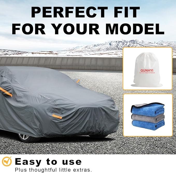 GUNHYI 16 Layers Hatchback Car Cover Waterproof All Weather, Universal Fit vw Golf/Rabbit, Toyota Matrix/Corolla, Ford Focus, Mazda 3, Nissan Leaf, Subaru Impreza, Mini Clubman, Volvo V40 etc.