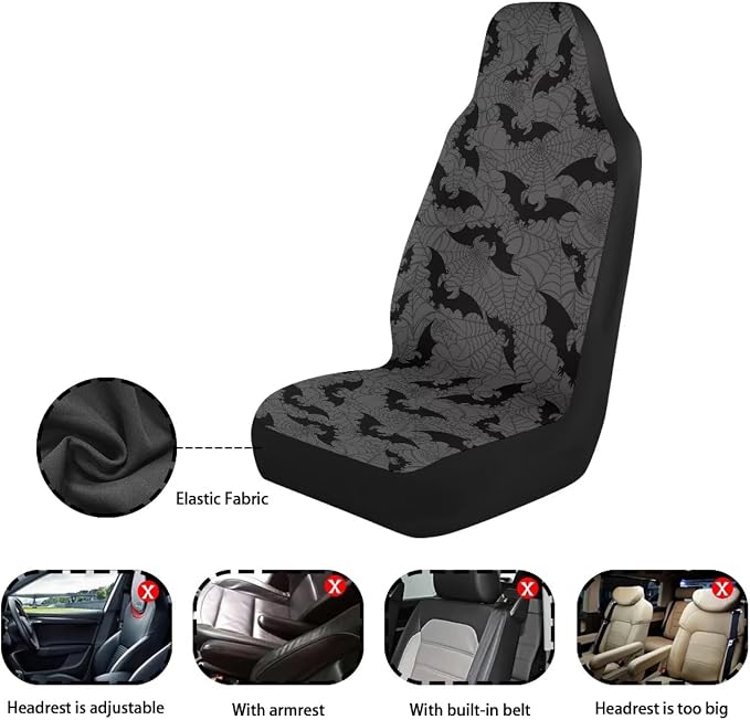 Spider Web Car Front Seat Covers Set of 2, Washable Breathable Front Seat Protectors, Universal Fit for Most Cars, SUVs and Sedans