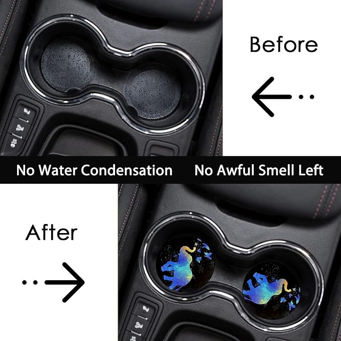 2 Pack Elephant Car Cup Holder Coasters Universal Neoprene Coasters | 2.75" Universal Size Anti Slip Rubber Mat, Auto Cup Holder Decor Accessories for SUV Truck, Elephant Gifts for Women Men Mom