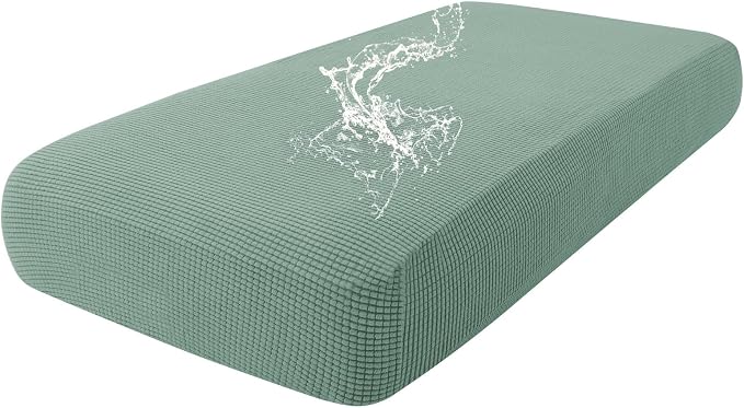 hyha Waterproof Couch Cushion Covers for Pets, Non Slip Sofa Seat Cover for Dogs Washable, Soft Thick Stretch Jacquard Fabric, Sofa Slipcovers with Elastic Bottom (1 Piece for Medium, Green)