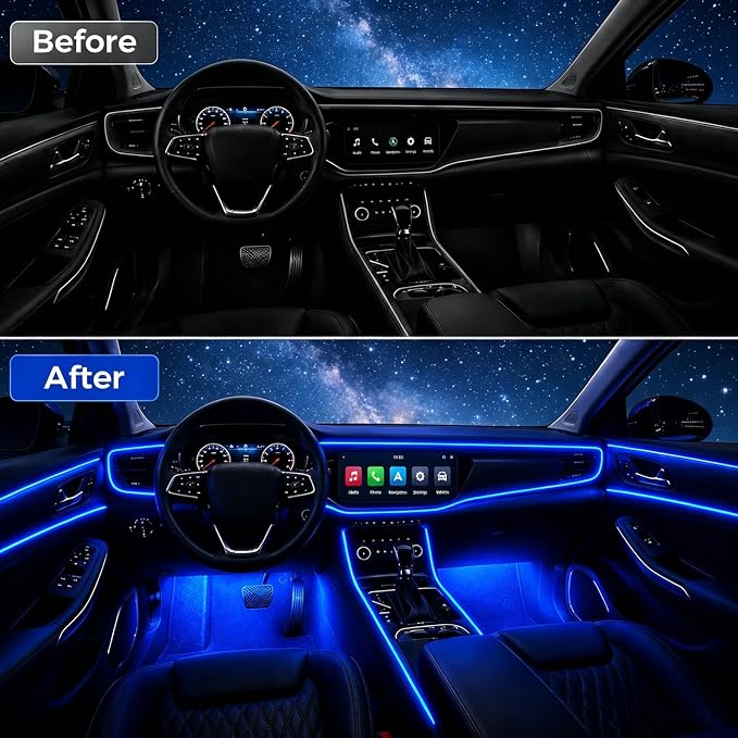 Interior Car LED Strip Lights with APP Control,10 in 1 RGB Multicolor with 315 inches Fiber Optic Ambient Lighting Kits,Car Neon LED Strip Lights with Music Sync Mode