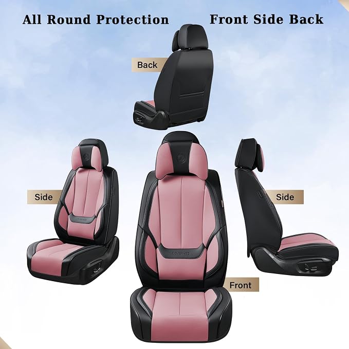 Coverado Car Seat Covers, Seat Covers for Cars, Waterproof Leather Auto Seat Protectors, Leather Car Seat Cushion, Car Interiors Accessories Universal Fit for Most Cars